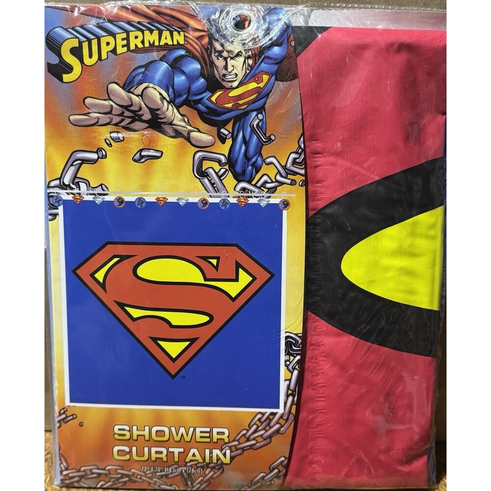 New in Package Superman 72" x 70" Vinyl Shower Curtain